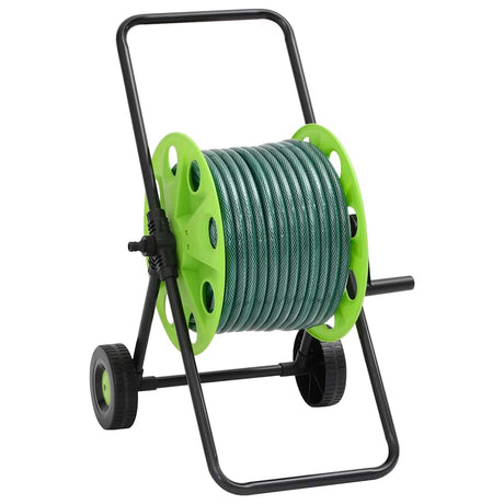 Vidaxxl chariot enrouleur de tuyau et kit de raccords de tuyau 0,5 autoportant 30 m PVC vert