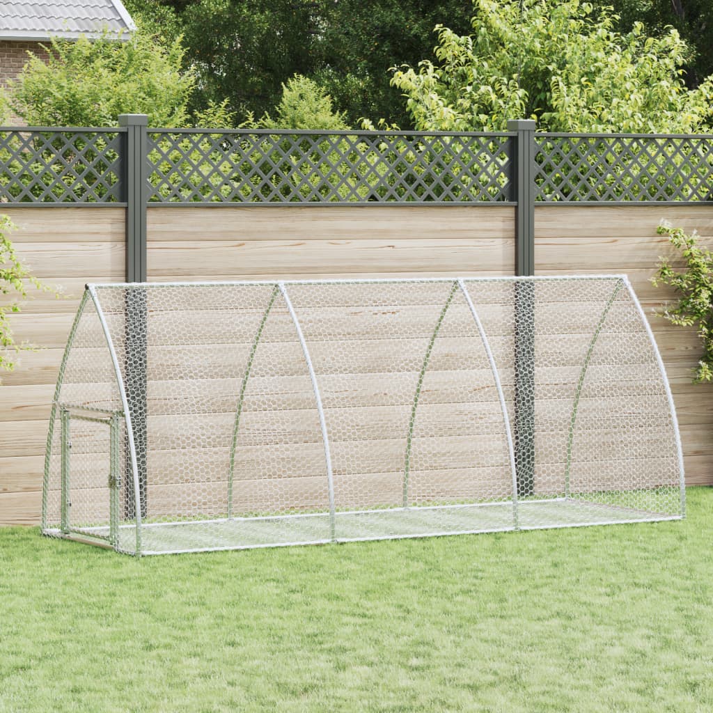 Clapier à lapin Vidaxxl 300x105x120 cm acier galvanisé argenté