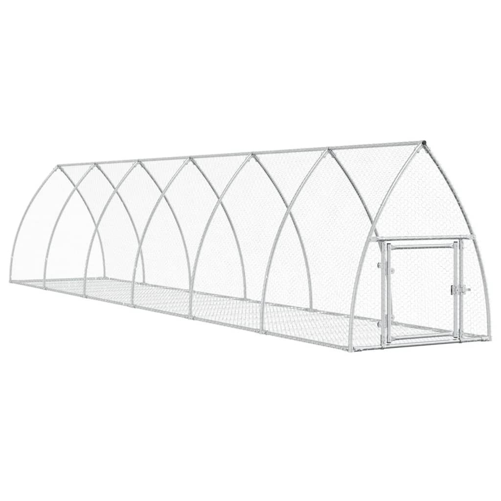 Clapier à lapin Vidaxxl 600x105x120 cm acier galvanisé argenté