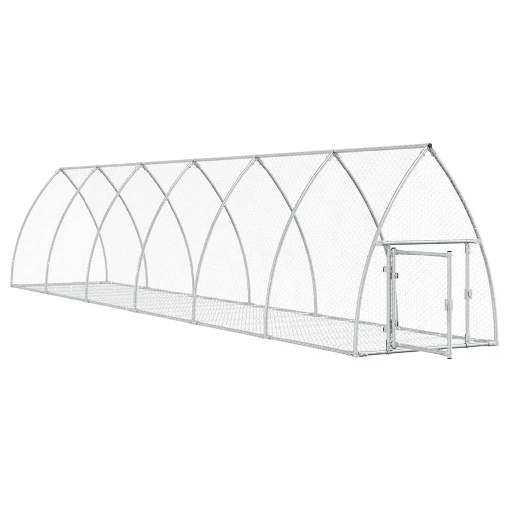 Clapier à lapin Vidaxxl 600x105x120 cm acier galvanisé argenté