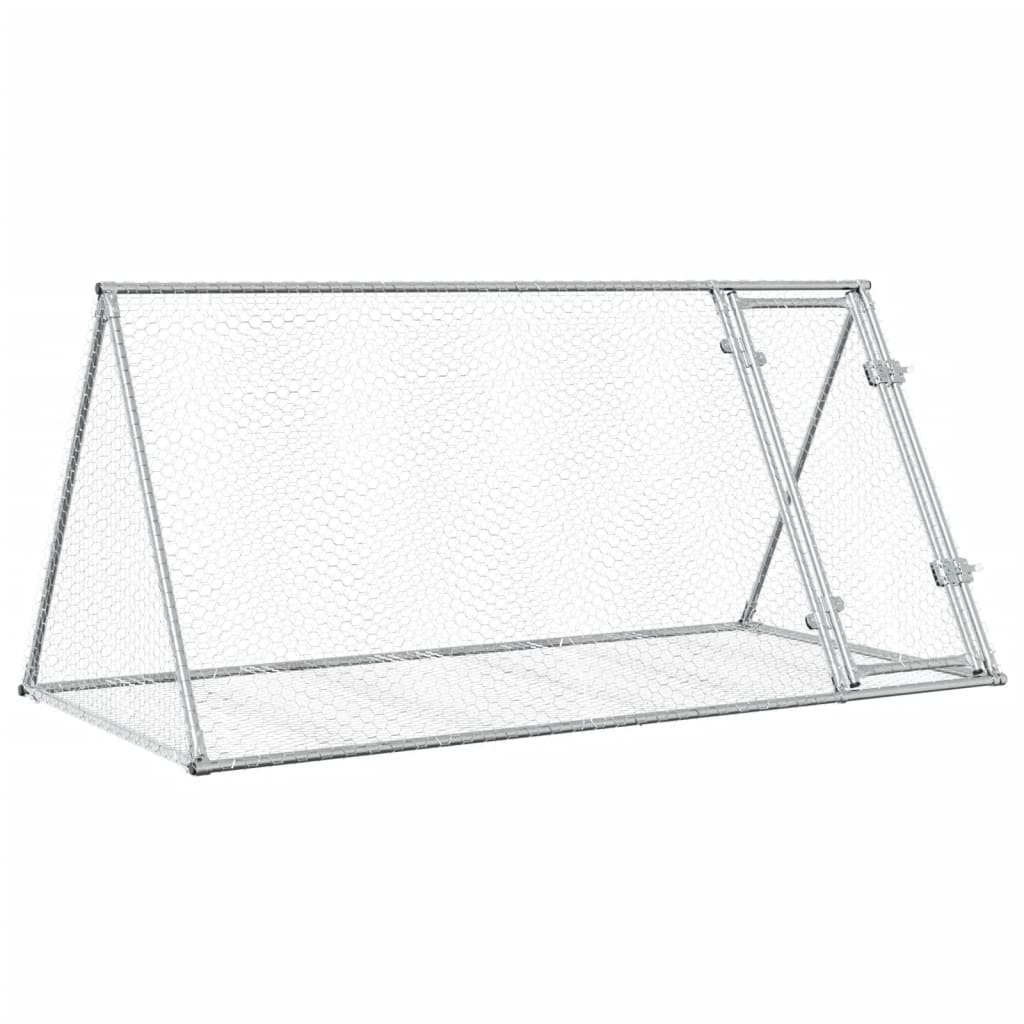 Clapier à lapin Vidaxxl 200x105x91 cm acier galvanisé argenté