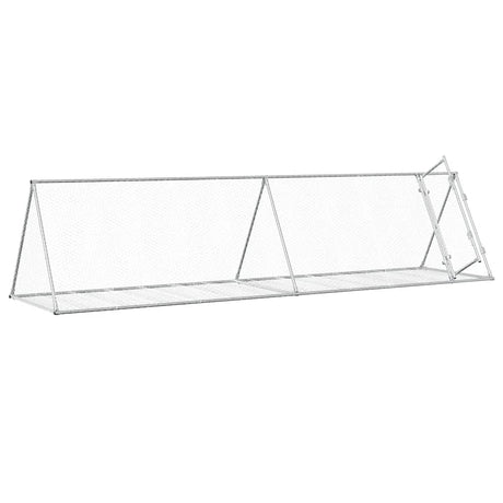Clapier à lapin Vidaxxl 400x105x91 cm acier galvanisé argenté