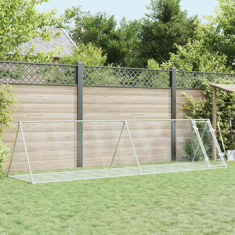 Clapier à lapin Vidaxxl 400x105x91 cm acier galvanisé argenté