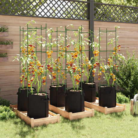 VidaXL Cages à tomates avec sac à plantes 6 pcs 154 cm acier et polypropylène