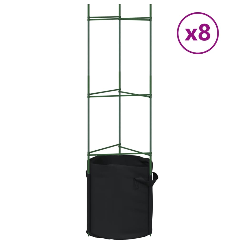 VidaXL Cages à tomates avec sac à plantes 8 pcs 116 cm acier et polypropylène