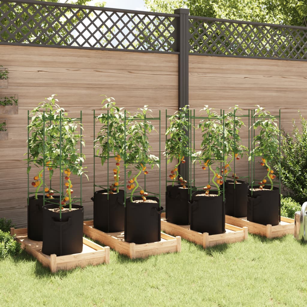 VidaXL Cages à tomates avec sac à plantes 8 pcs 116 cm acier et polypropylène