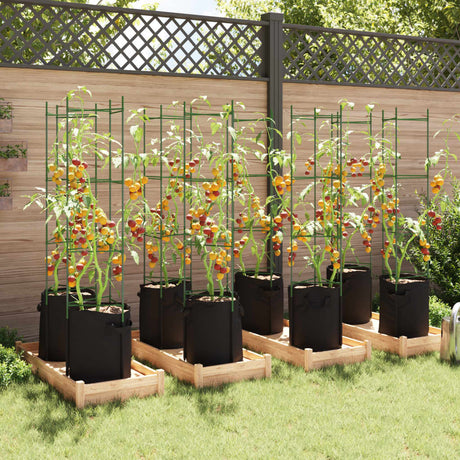 VidaXL Cages à tomates avec sac à plantes 8 pcs 154 cm acier et polypropylène