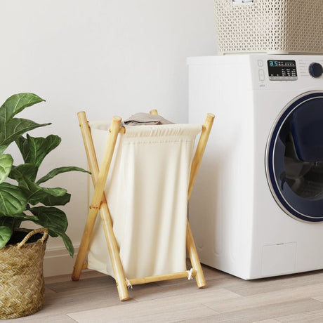 Vidaxx panier à linge 41,5x36x63,5 cm bambou blanc crème