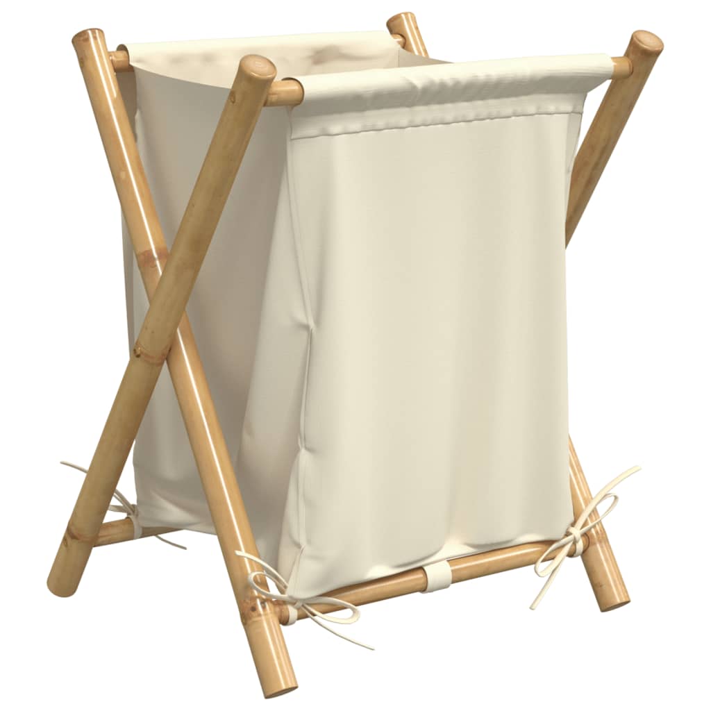 VidaXL panier à linge 45x55x63,5 cm bambou blanc crème