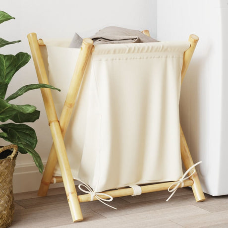 VidaXL panier à linge 45x55x63,5 cm bambou blanc crème