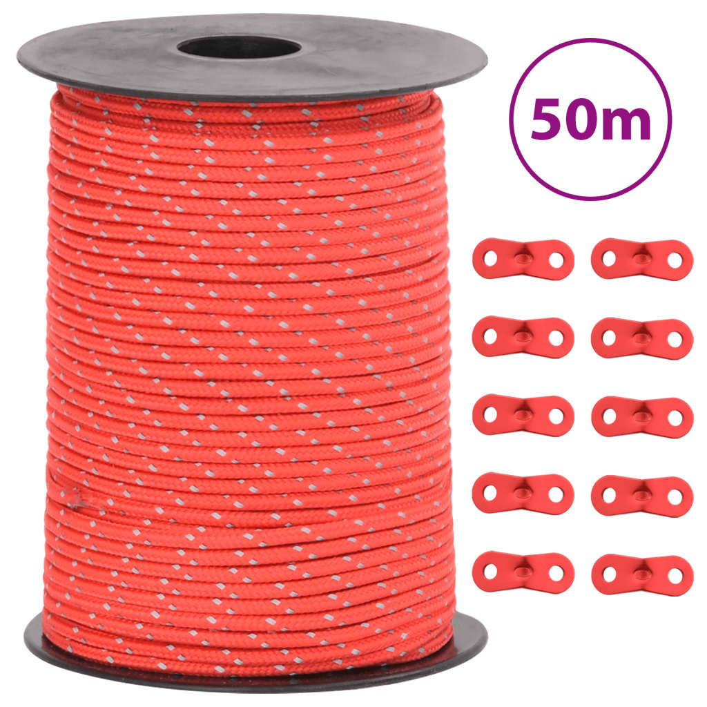 Hauban de tente VidaXL avec bandes réfléchissantes et tendeurs 50 m 3 mm