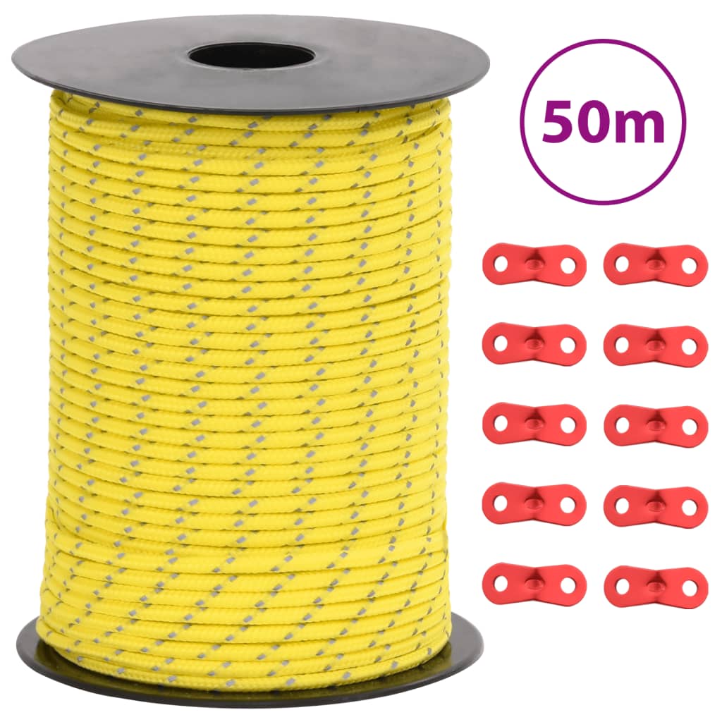 Hauban de tente VidaXL avec bandes réfléchissantes et tendeurs 50 m 3 mm