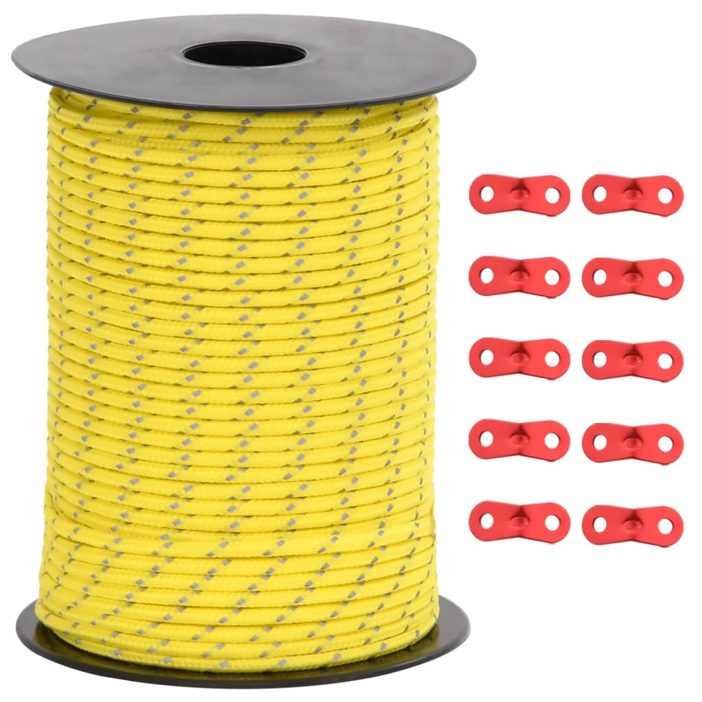 Hauban de tente VidaXL avec bandes réfléchissantes et tendeurs 50 m 3 mm