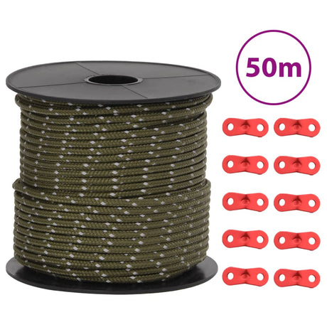 Hauban de tente Vidaxxl avec bandes réfléchissantes et tendeurs 50 m 4 mm