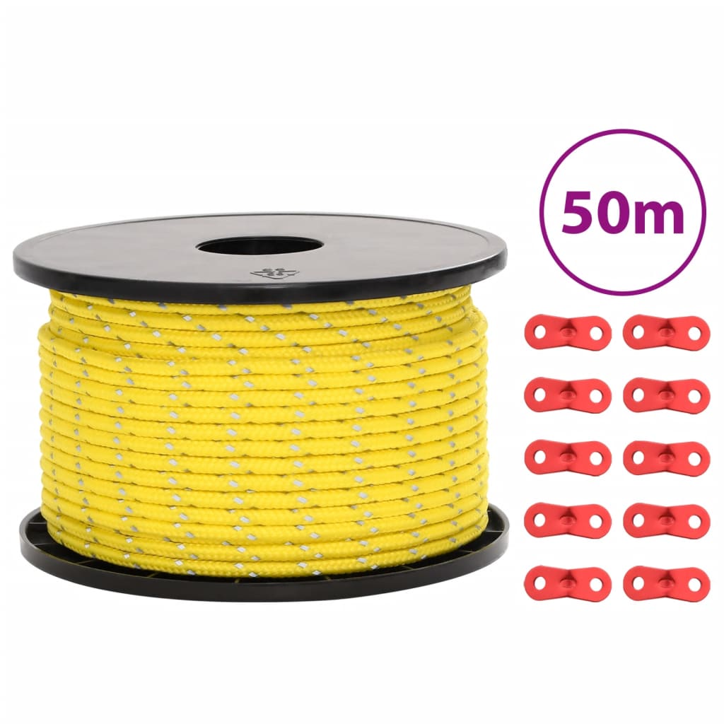 Hauban de tente VidaXL avec bandes réfléchissantes et tendeurs 50 m 5 mm