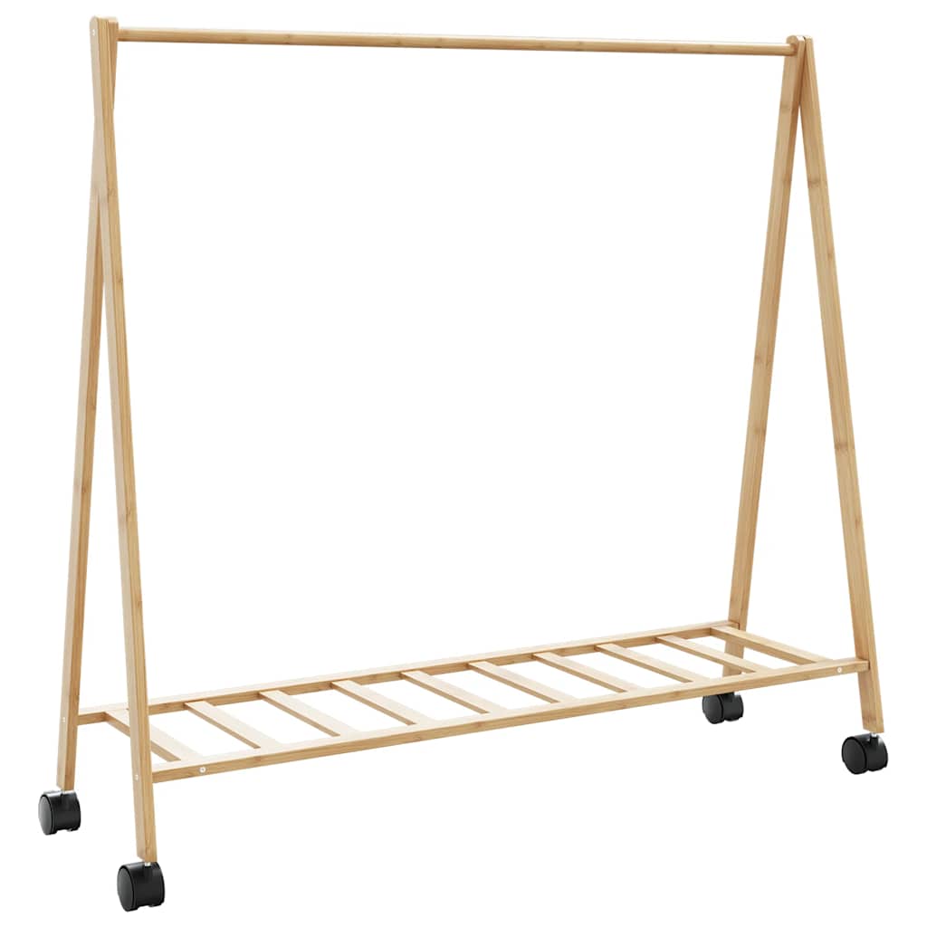 Vidaxx portant à vêtements avec étagères et roulettes 106x34x106,5 cm bambou