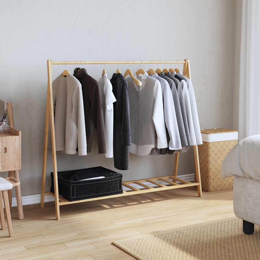 Vidaxx portant à vêtements avec étagères 106x34x102 cm bambou