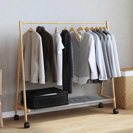 Vidaxx portant à vêtements avec étagères et roulettes 106x34x106,5 cm bambou