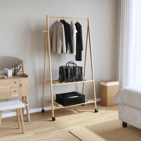 Vidaxx portant à vêtements avec étagères et roulettes 96x45,5x155,5 cm bambou