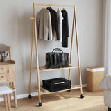 Vidaxx portant à vêtements avec étagères et roulettes 96x45,5x155,5 cm bambou