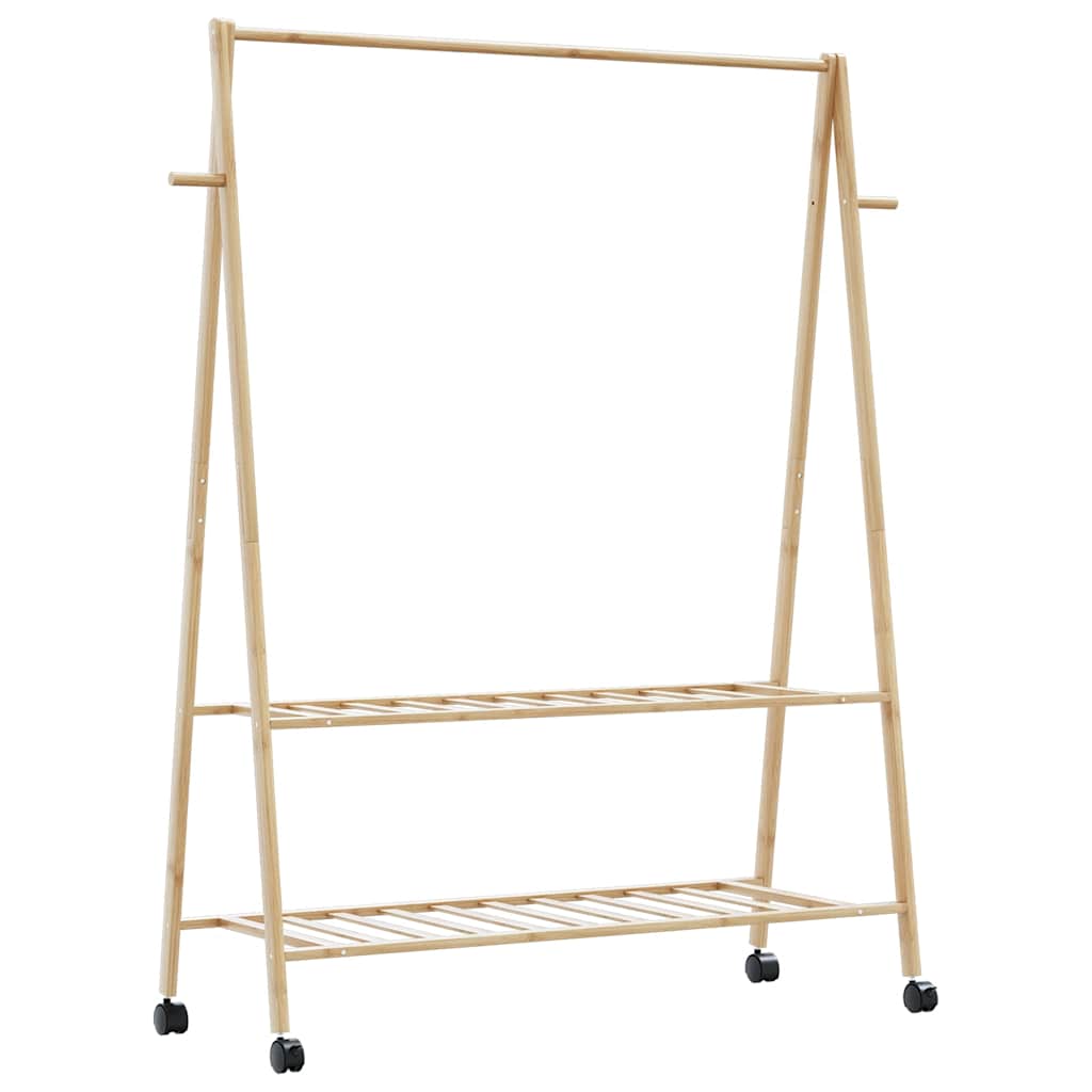 Vidaxx portant à vêtements avec étagères et roulettes 132x45,5x155,5 cm bambou