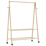Vidaxx portant à vêtements avec étagères et roulettes 132x45,5x155,5 cm bambou