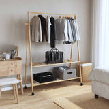Vidaxx portant à vêtements avec étagères et roulettes 132x45,5x155,5 cm bambou