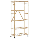 Vidaxx portant à vêtements avec étagères et roulettes 90x40x179,5 cm bambou