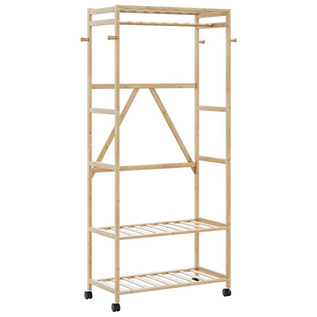 Vidaxx portant à vêtements avec étagères et roulettes 90x40x179,5 cm bambou
