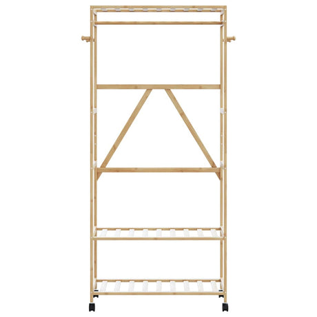 Vidaxx portant à vêtements avec étagères et roulettes 90x40x179,5 cm bambou