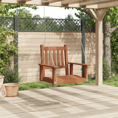 Vidaxl chaise à bascule de jardin avec chaînes métalliques, bois de pin massif, marron