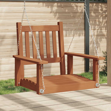 Vidaxl chaise à bascule de jardin avec chaînes métalliques, bois de pin massif, marron