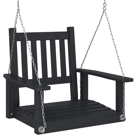 VidaXL chaise à bascule de jardin avec chaînes métalliques, bois de pin massif, noir
