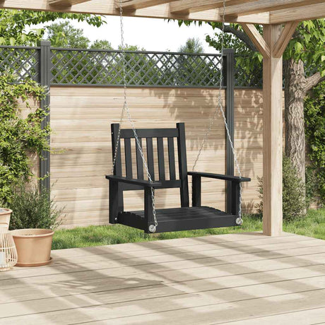 VidaXL chaise à bascule de jardin avec chaînes métalliques, bois de pin massif, noir