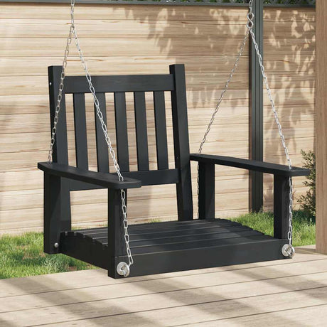 VidaXL chaise à bascule de jardin avec chaînes métalliques, bois de pin massif, noir