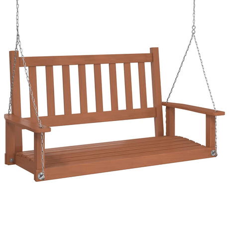 Vidaxl balancelle de jardin avec chaînes métalliques, bois de pin massif, marron