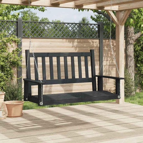 VidaXL balançoire de jardin avec chaînes métalliques, bois de pin massif, noir