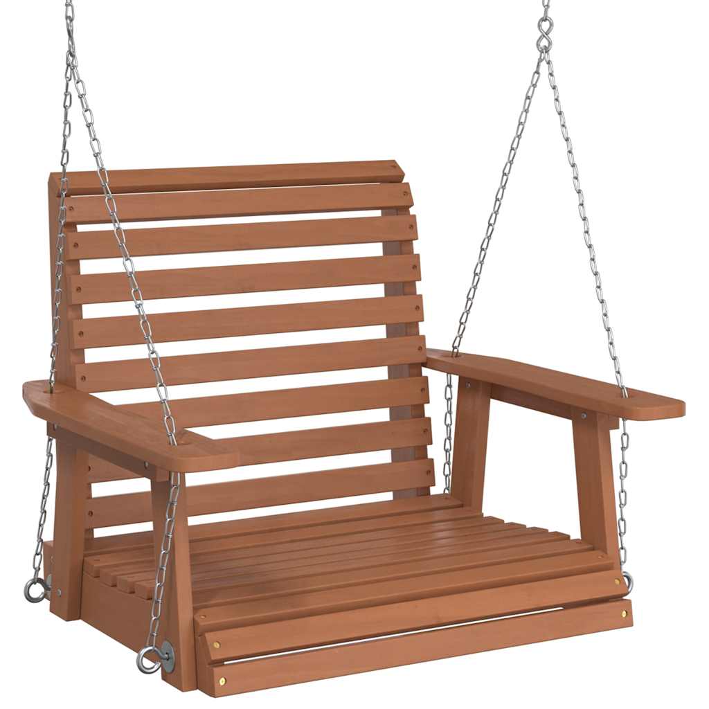 Vidaxl chaise à bascule de jardin avec chaînes métalliques, bois de pin massif, marron