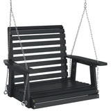 VidaXL chaise à bascule de jardin avec chaînes métalliques, bois de pin massif, noir