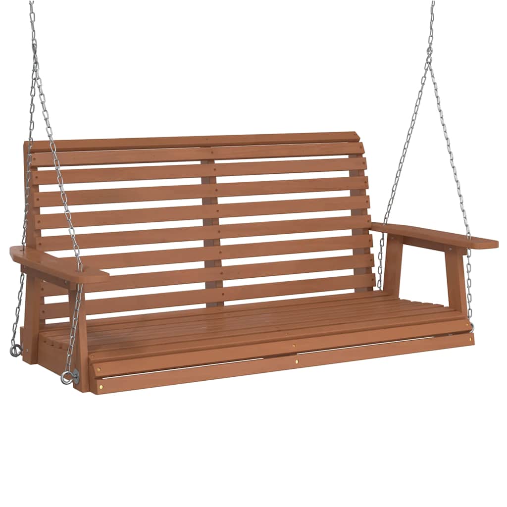 Vidaxl balancelle de jardin avec chaînes métalliques, bois de pin massif, marron