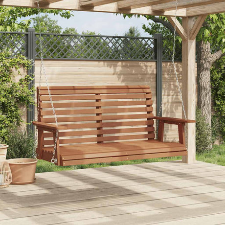 Vidaxl balancelle de jardin avec chaînes métalliques, bois de pin massif, marron