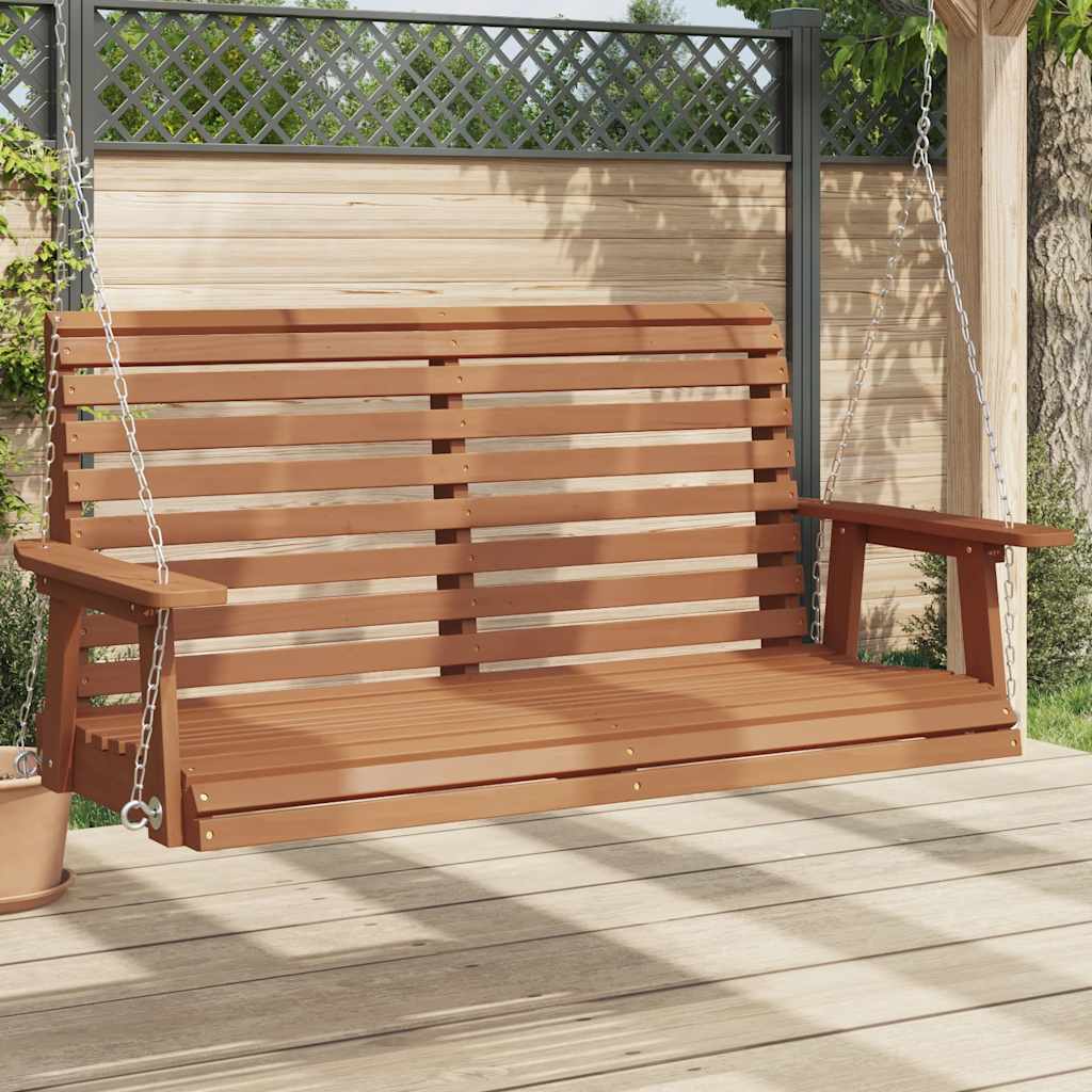 Vidaxl balancelle de jardin avec chaînes métalliques, bois de pin massif, marron