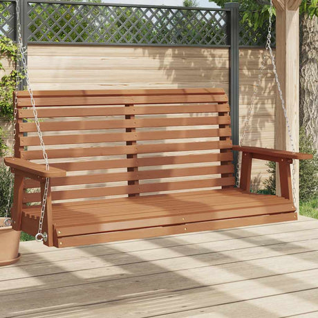 Vidaxl balancelle de jardin avec chaînes métalliques, bois de pin massif, marron