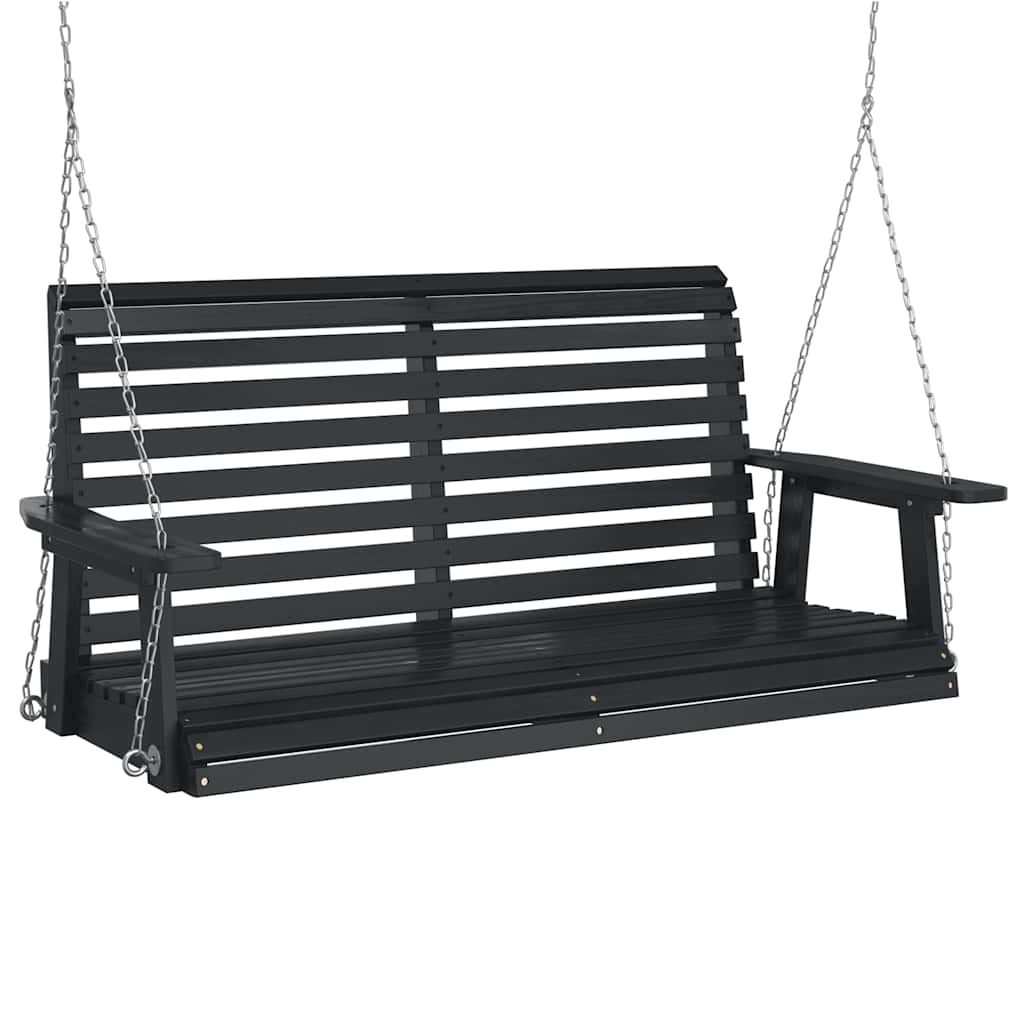 VidaXL balançoire de jardin avec chaînes métalliques, bois de pin massif, noir