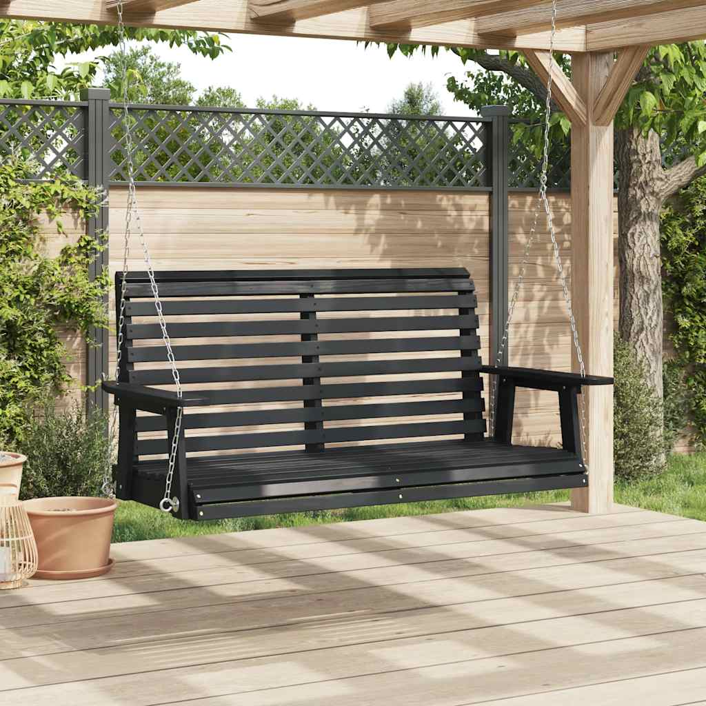 VidaXL balançoire de jardin avec chaînes métalliques, bois de pin massif, noir