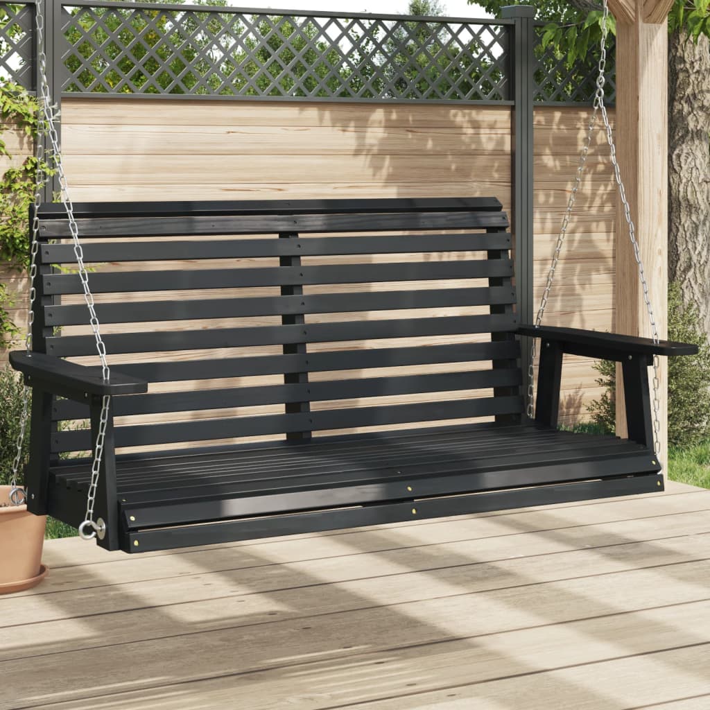 VidaXL balançoire de jardin avec chaînes métalliques, bois de pin massif, noir