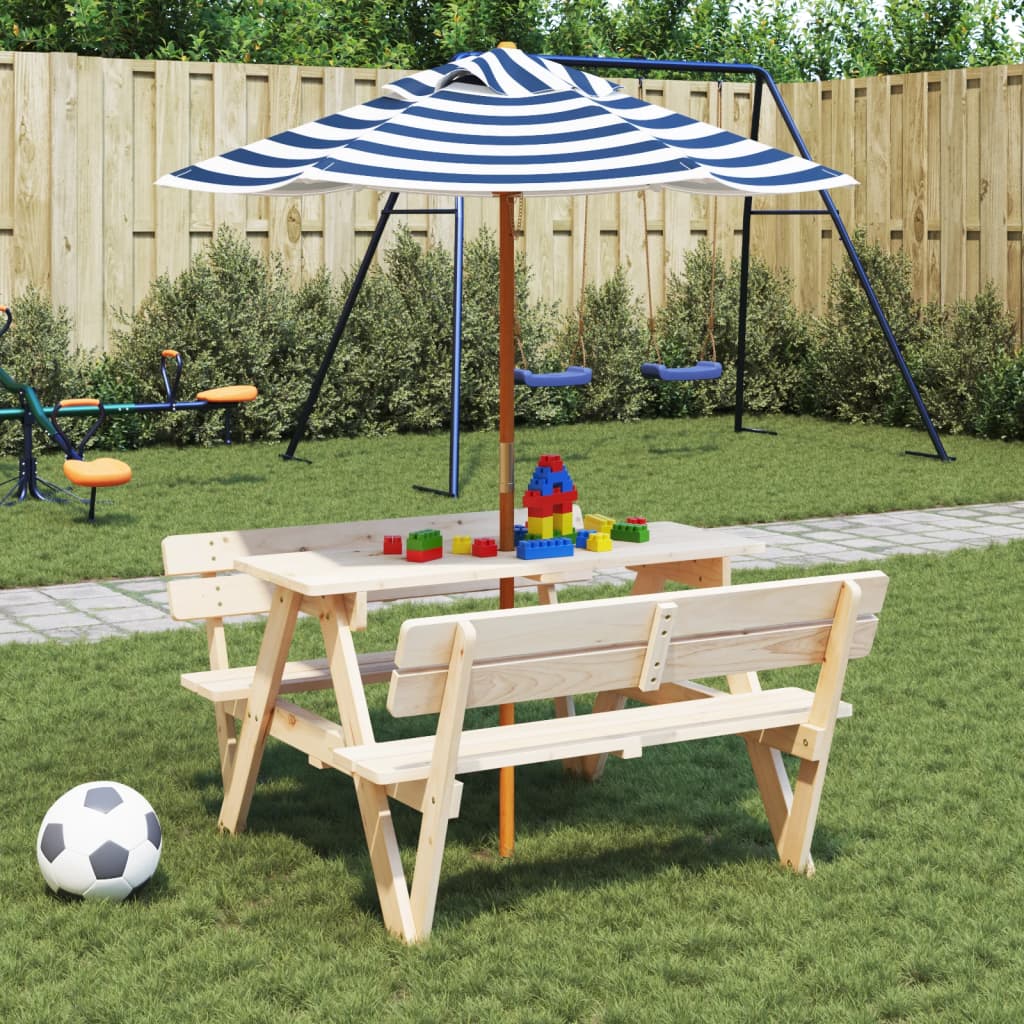 Vidaxl Parasol para niños con poste de madera Ø120x140 cm