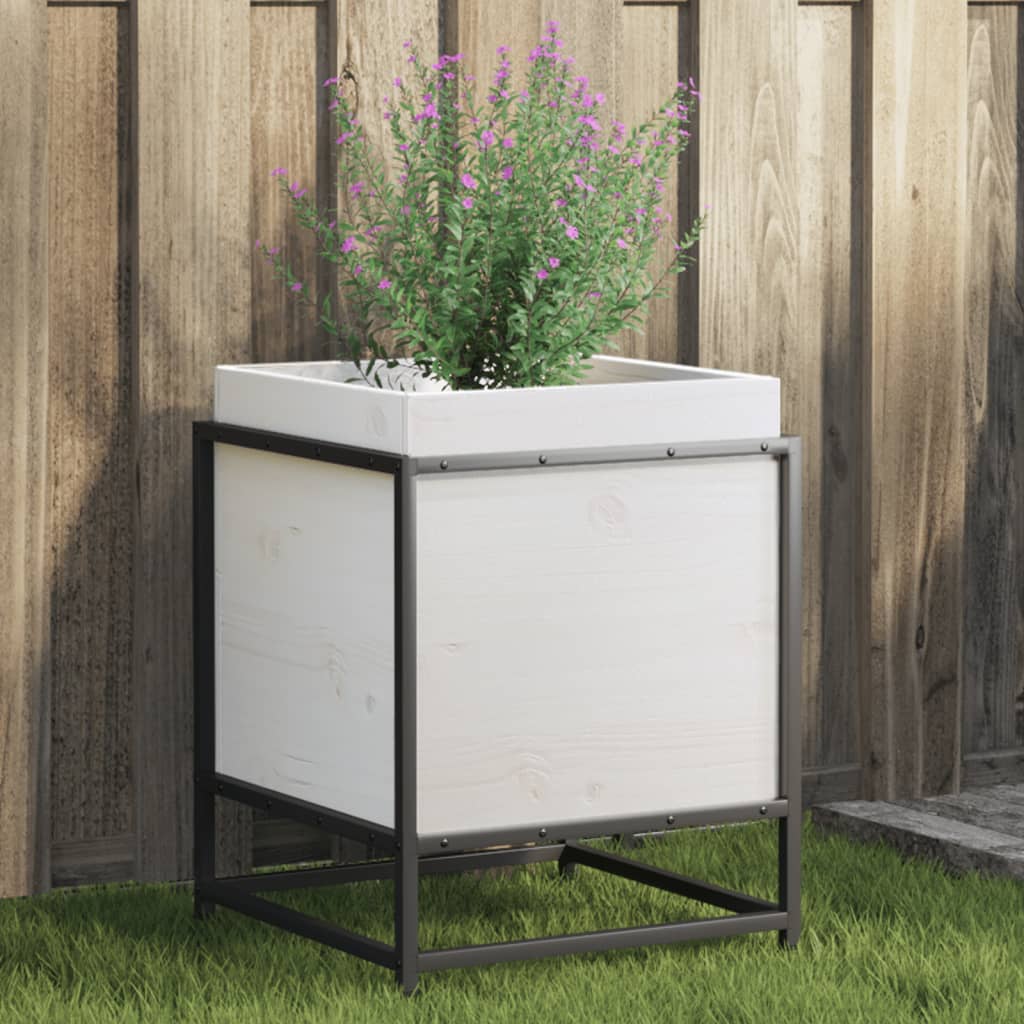 Vidaxx jardinière 40x40x50 cm bois de pin massif blanc