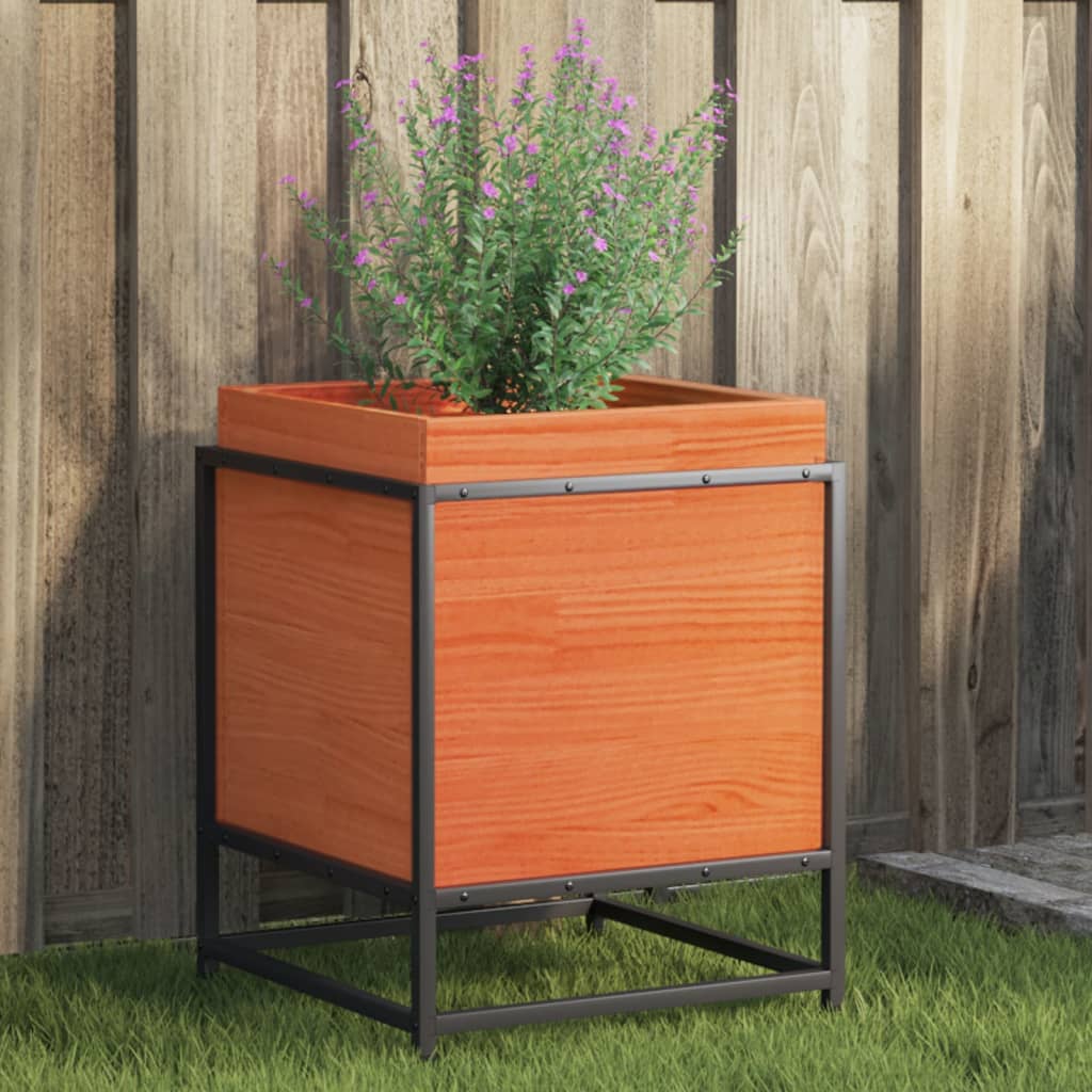 Vidaxx jardinière 40x40x50 cm bois de pin massif, marron lavé