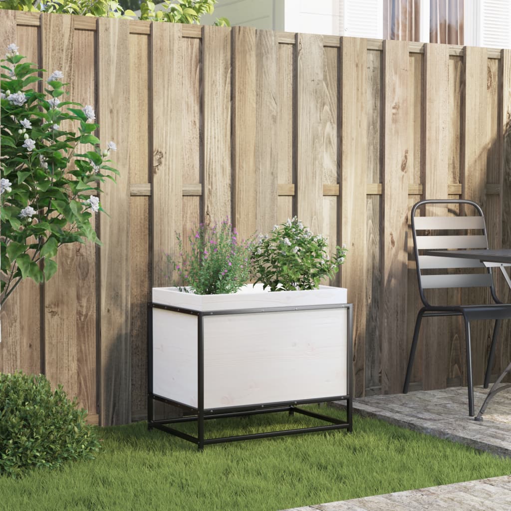 Vidaxx jardinière 60x40x50 cm bois de pin massif blanc